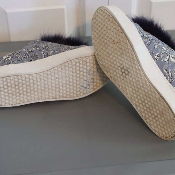 Sam Edelman Leya Sneaker  Pom Pom Slip on Sneakers Blue Denim Floral Size 9 - Picture 5 of 14